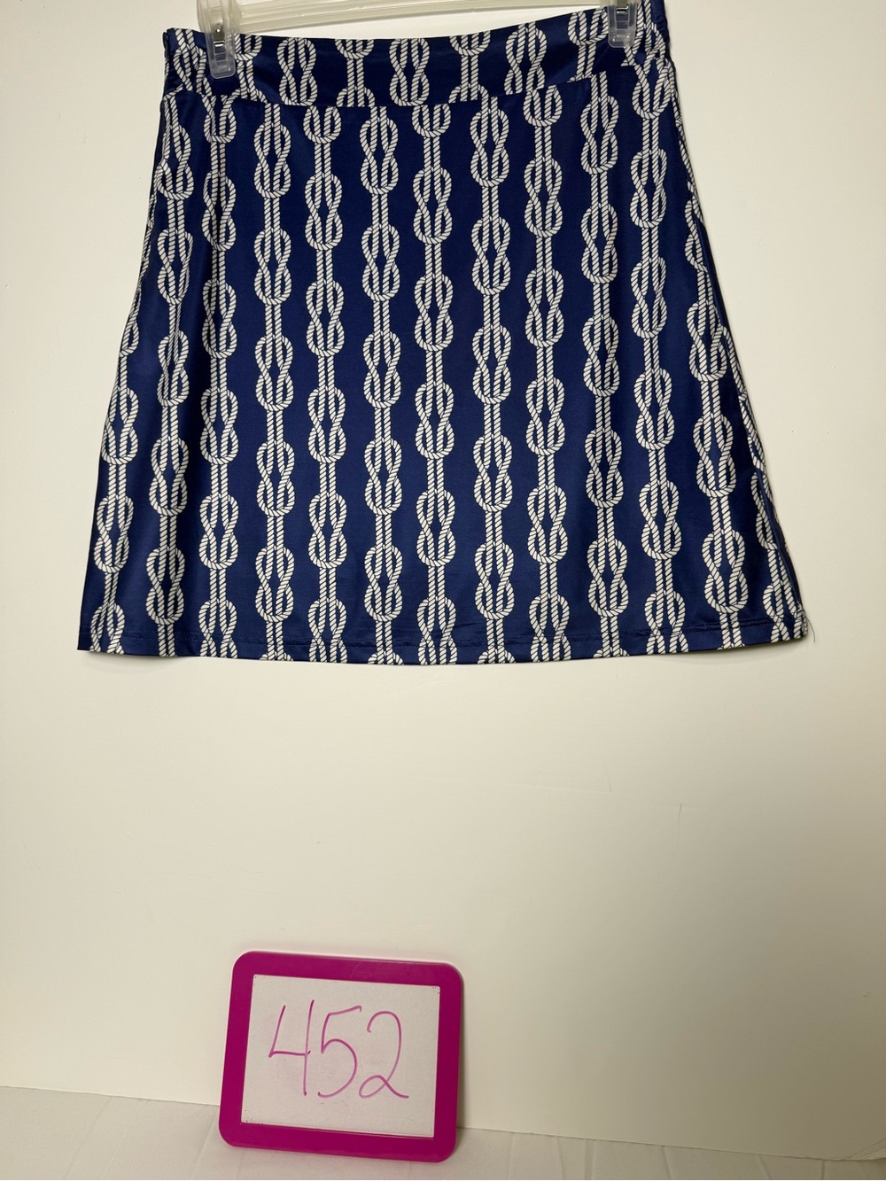Navy and White Rope-Print Mini Skirt
